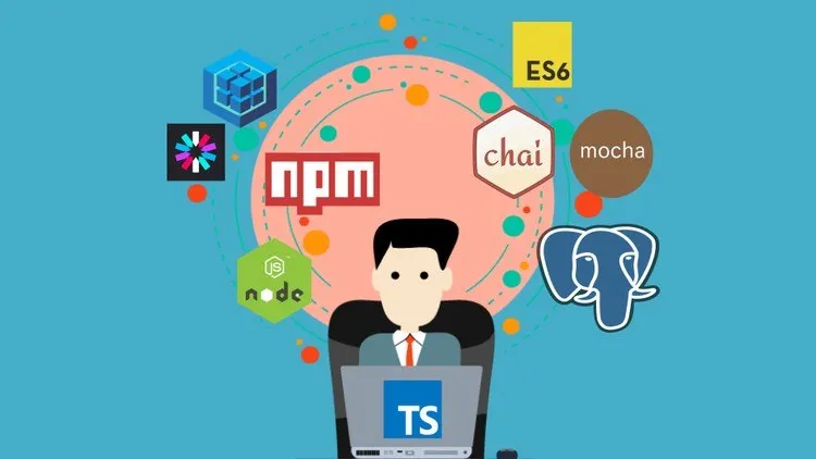 Capa: Baixe Agora: TypeScript, Node.js, ES6 & Postgres do Zero