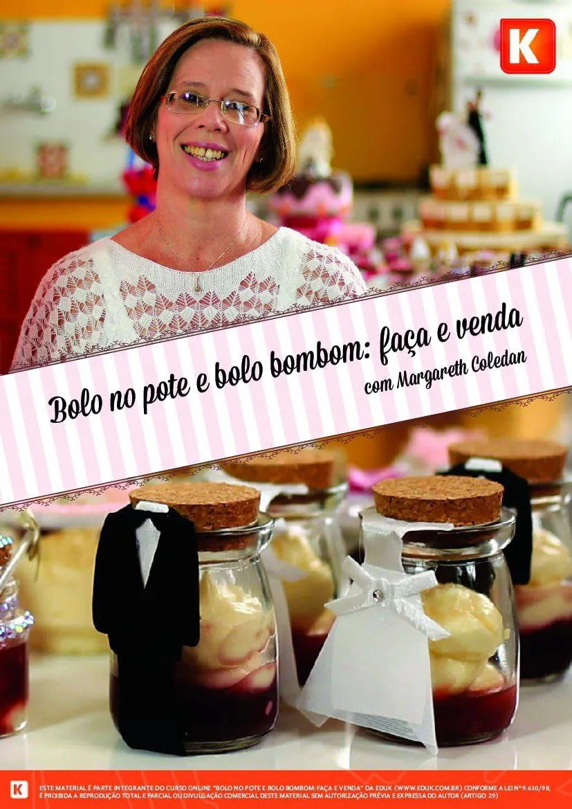 Capa: Bolo no Pote e Bombom: Baixe o Curso de Margareth Coledan (EduK)