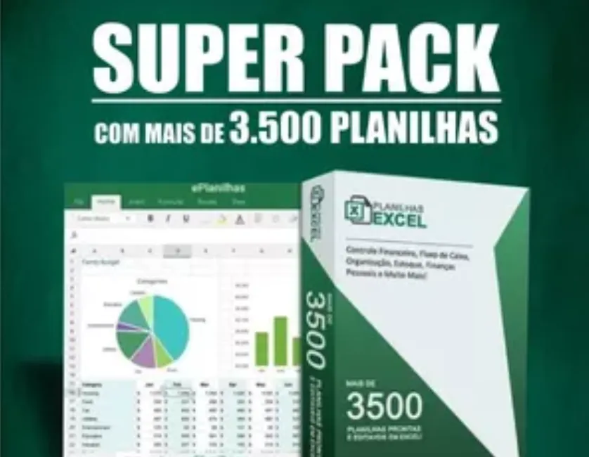 Capa: Planilhas Excel Incríveis: Baixe Mais de 3500 Modelos Editáveis